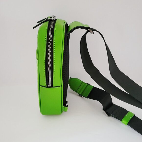 Michael Kors Cooper Medium Sling Pack Messenger Bag Jungle Green MK Ombre - Picture 3 of 7